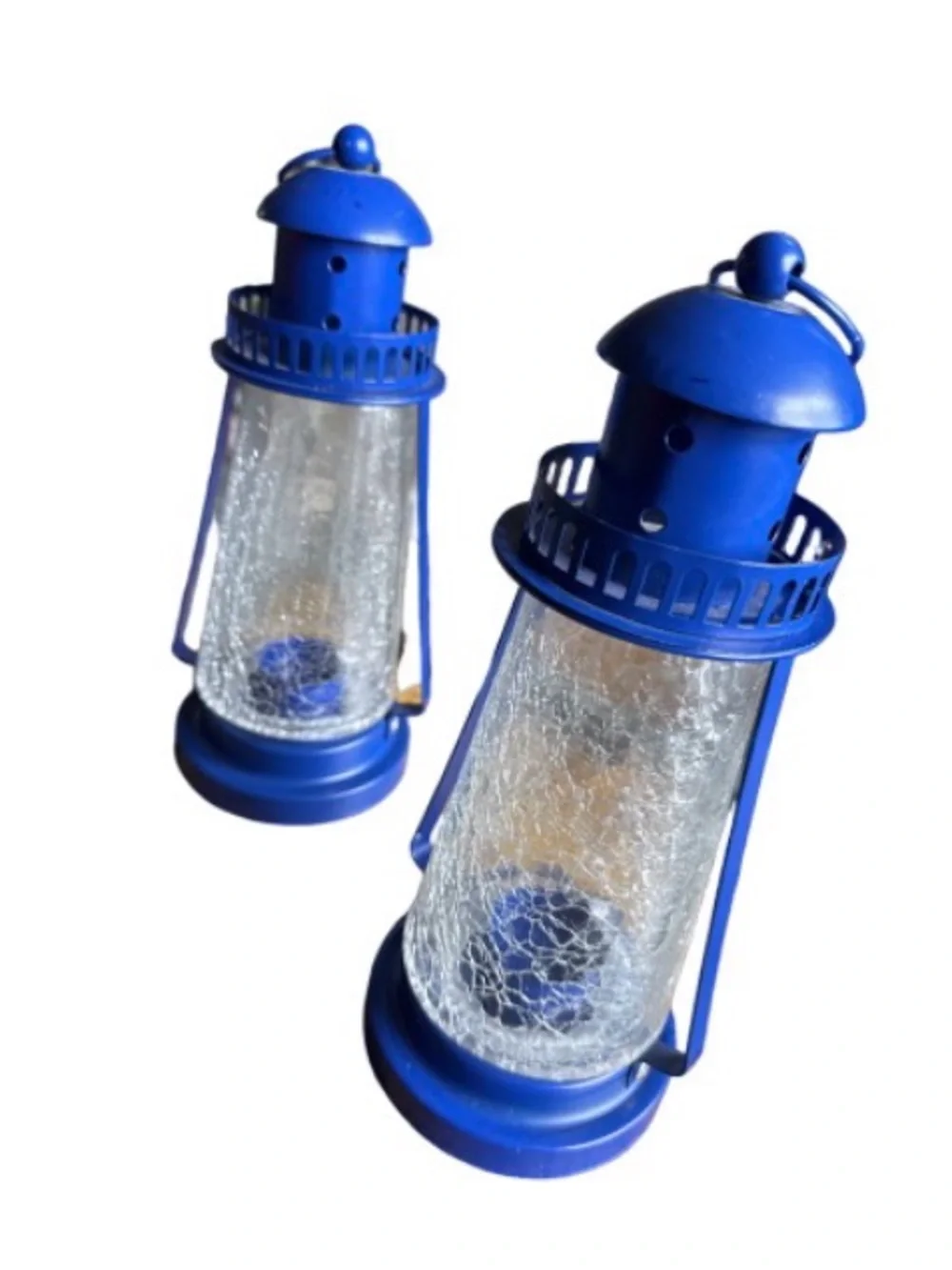 Blue Decorative Lantern tealight Pair - Coastal Home Accent